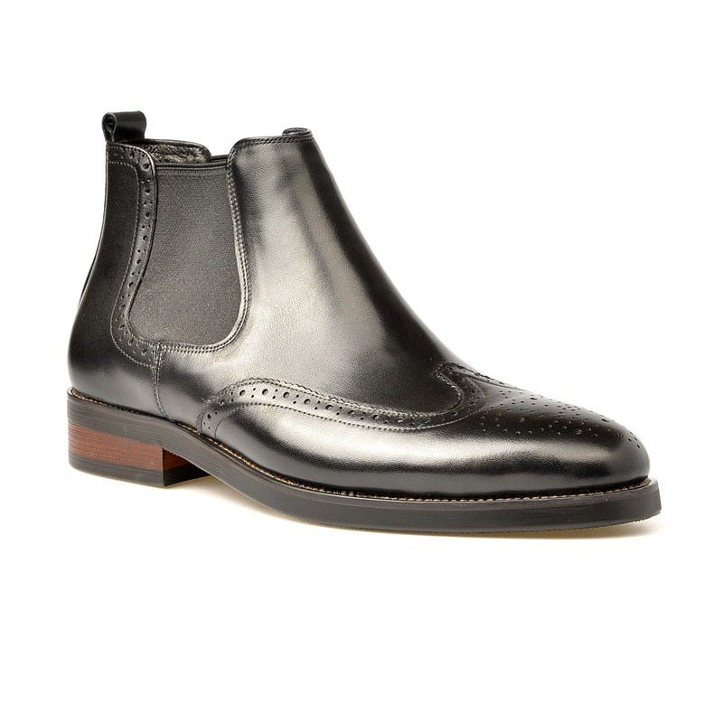 Buty Męskie Płaskie Wsuwane Markowe Botki - Czarna