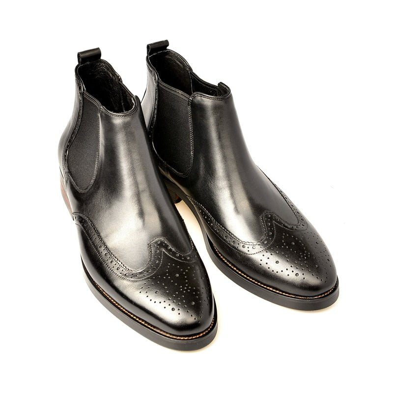 Buty Męskie Płaskie Wsuwane Markowe Botki - Czarna