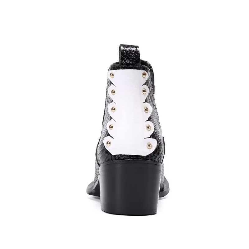 Buty Męskie Skórzane Eleganckie Botki - Czarny