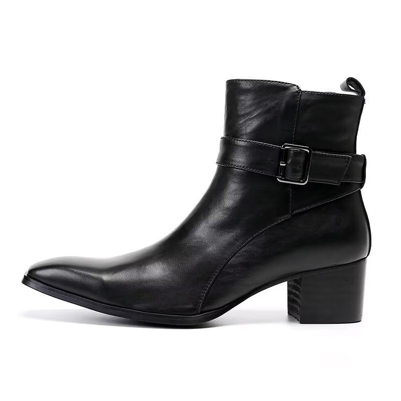 Buty Męskie Wizytowe Z Prawdziwej Skóry Zapinane Na Zamek - Czarny