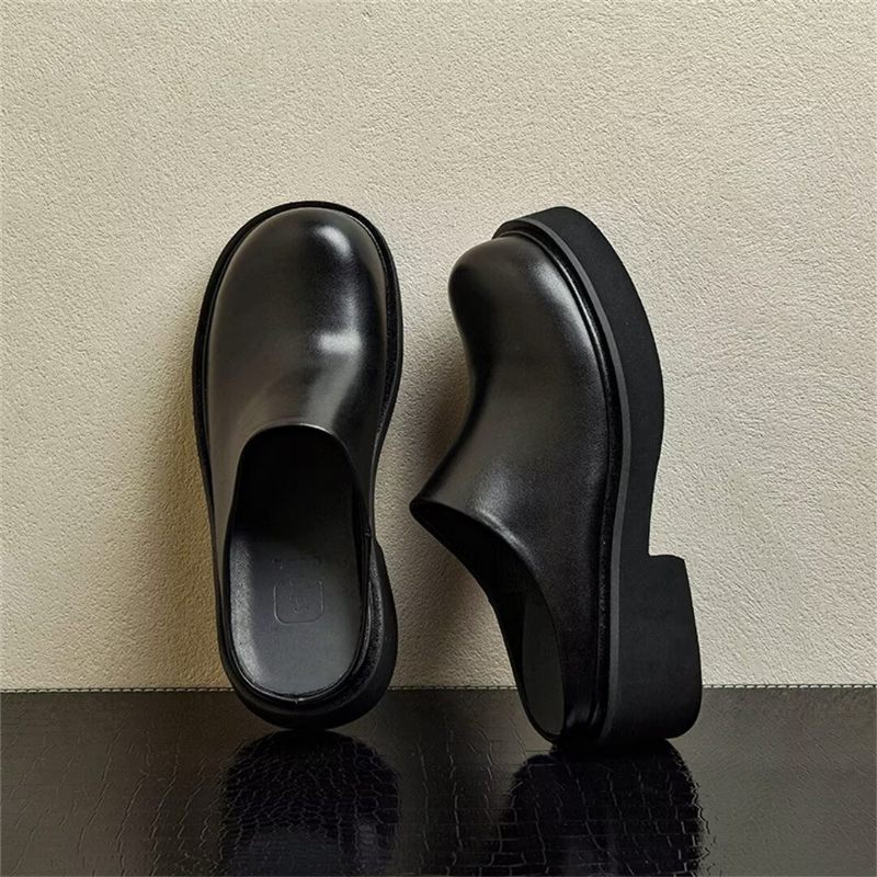 Buty Męskie Wsuwane Skórzane - Czarny