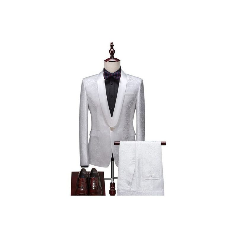 Garnitury Męskie Elegancki Obcisły Garnitur - Biały