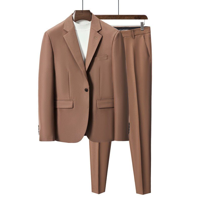 Garnitury Męskie Elegancki Obcisły Garnitur - Brązowy