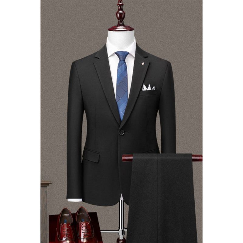 Garnitury Męskie Elegancki Obcisły Garnitur - Czarny