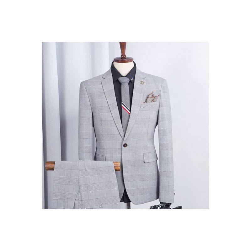 Garnitury Męskie Elegancki Obcisły Garnitur - Szary
