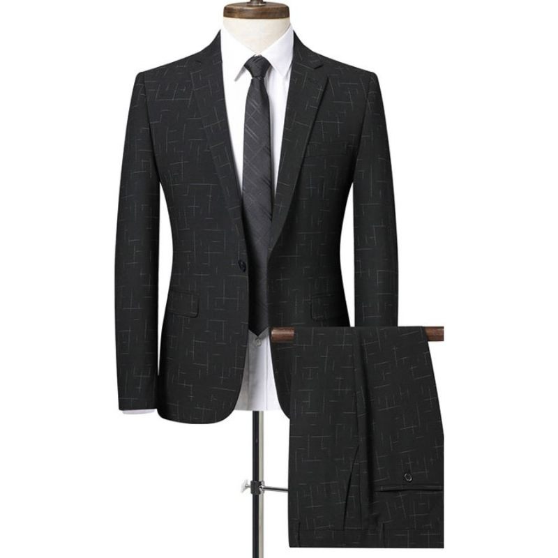 Garnitury Męskie Elegancki Obcisły Garnitur - Czarny