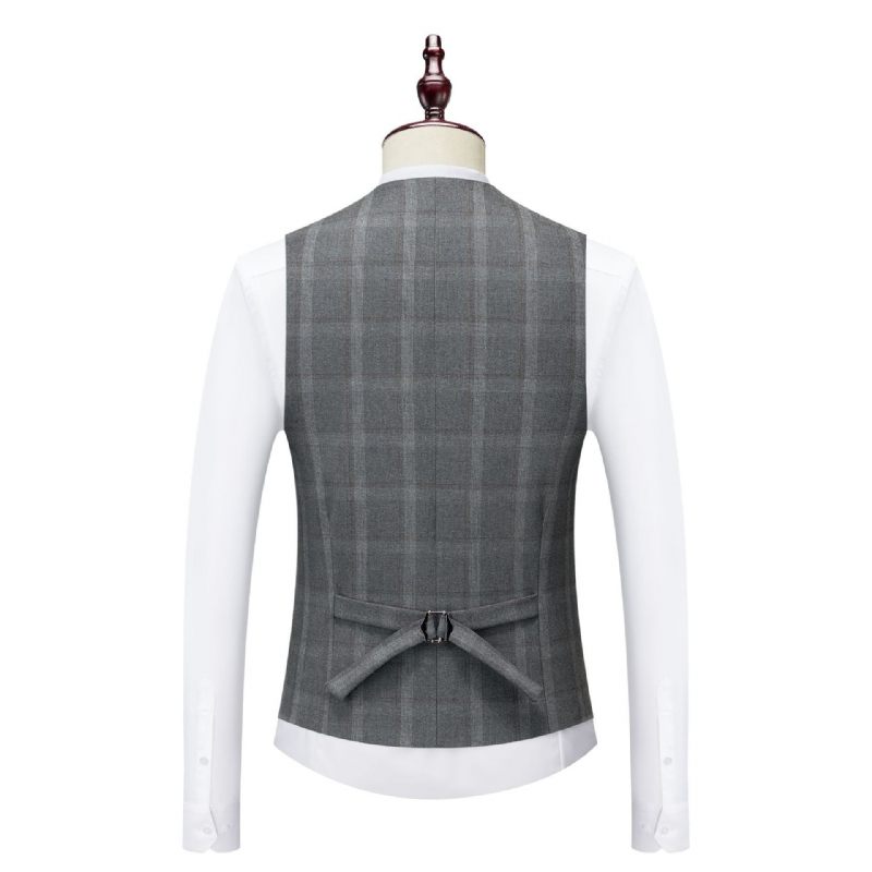 Garnitury Męskie Modny 3-częściowy Garnitur Skinny Zipperfly - Szary