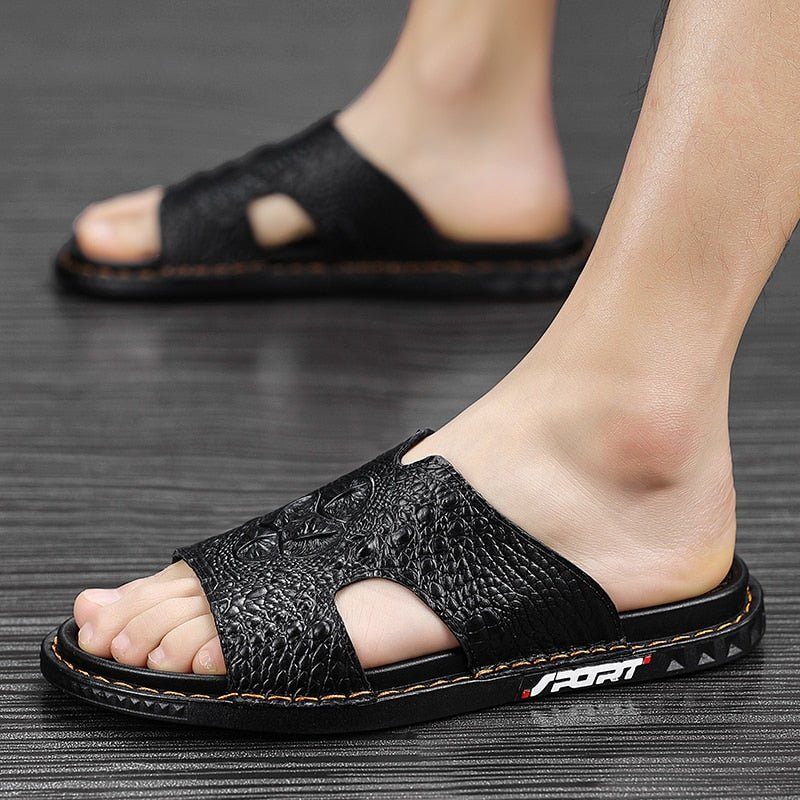Męskie Buty Codzienne Luxecroco Summer Chic Slip On Slides - Czarny