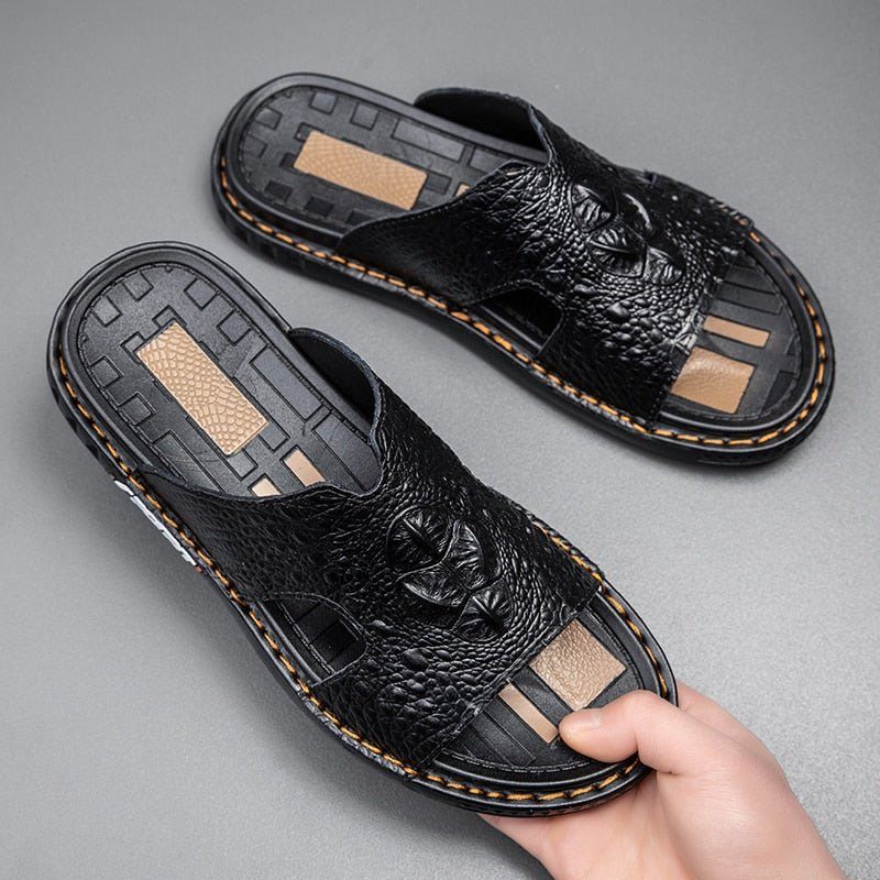 Męskie Buty Codzienne Luxecroco Summer Chic Slip On Slides - Czarny