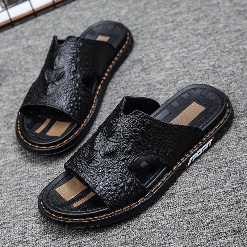 Męskie Buty Codzienne Luxecroco Summer Chic Slip On Slides - Czarny
