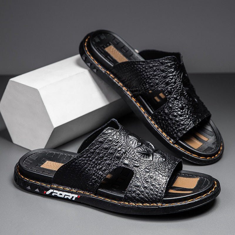 Męskie Buty Codzienne Luxecroco Summer Chic Slip On Slides - Czarny