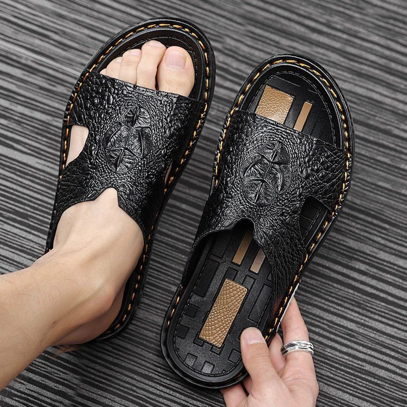 Męskie Buty Codzienne Luxecroco Summer Chic Slip On Slides - Czarny