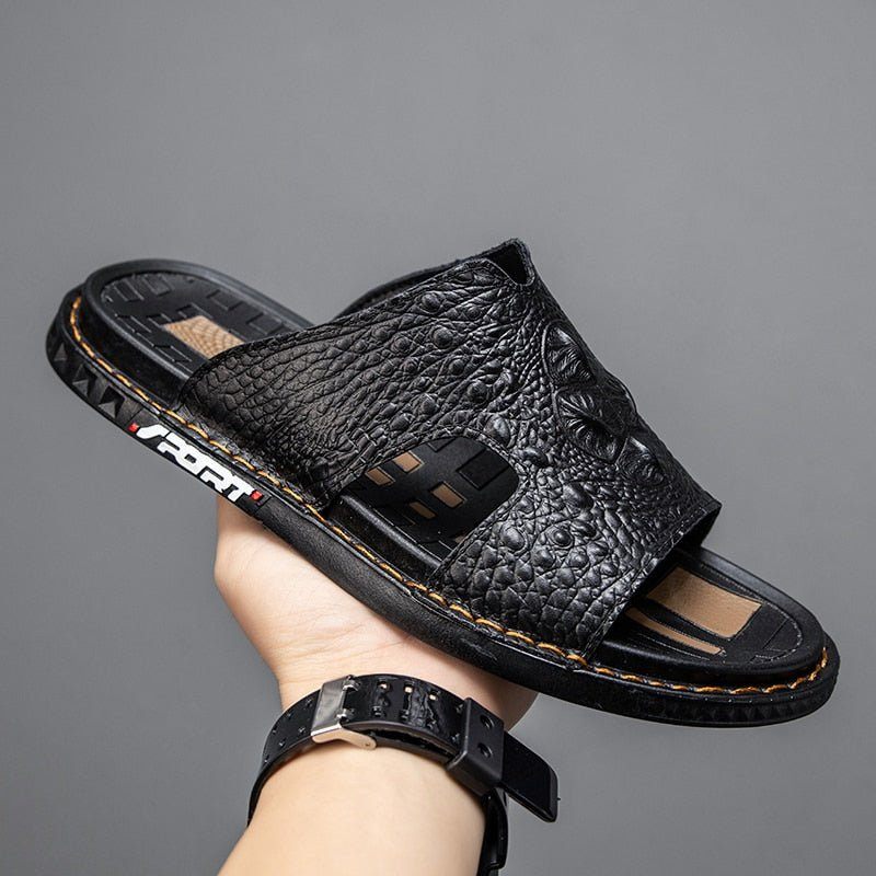 Męskie Buty Codzienne Luxecroco Summer Chic Slip On Slides - Czarny