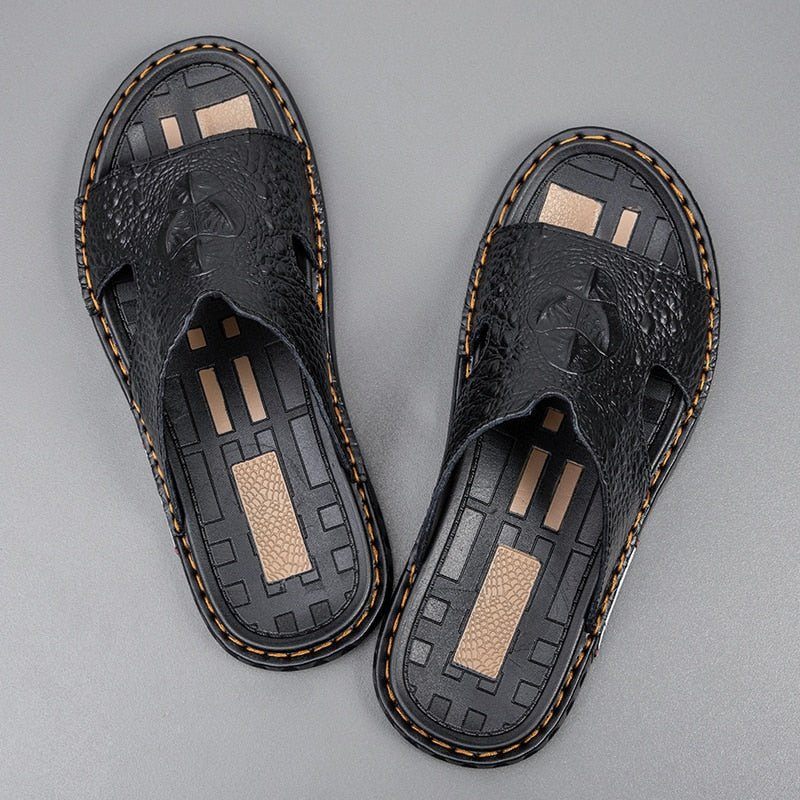 Męskie Buty Codzienne Luxecroco Summer Chic Slip On Slides - Czarny