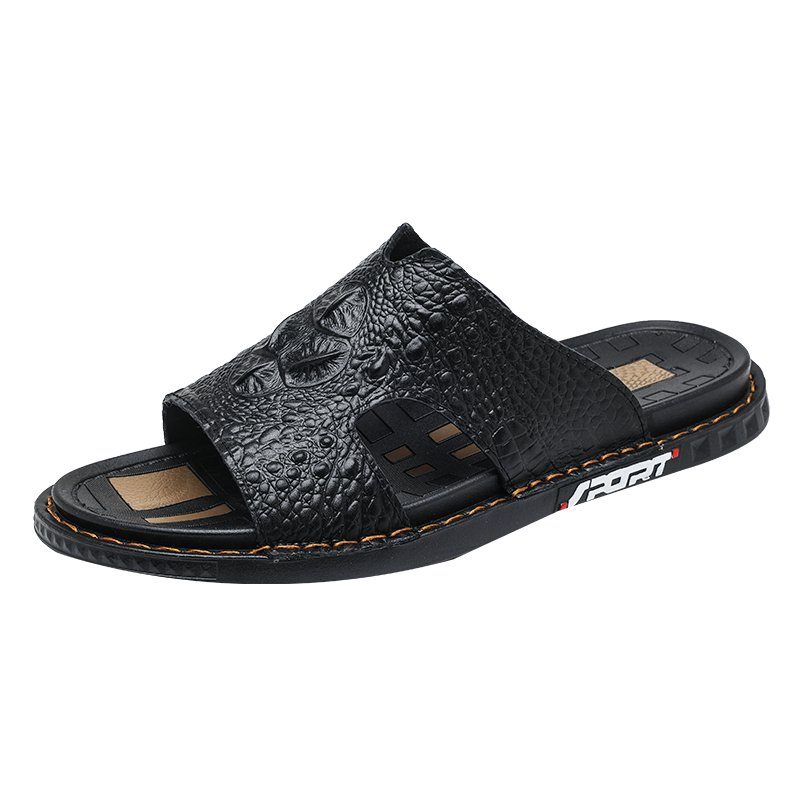 Męskie Buty Codzienne Luxecroco Summer Chic Slip On Slides - Czarny
