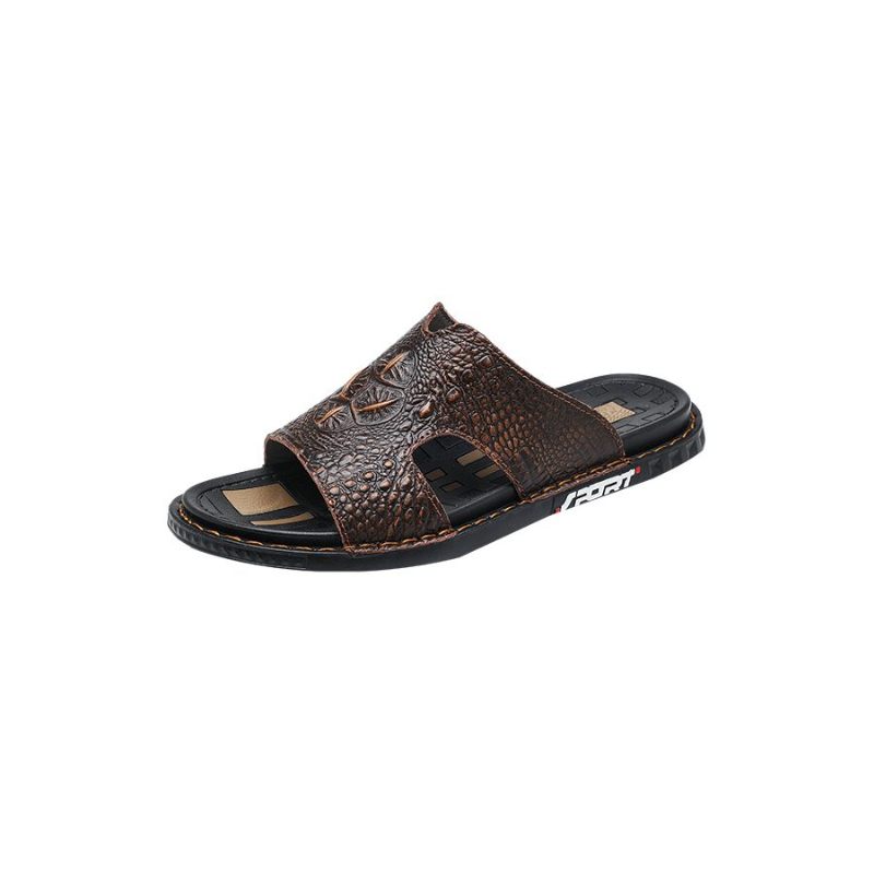 Męskie Buty Codzienne Luxecroco Summer Chic Slip On Slides - Kawowy
