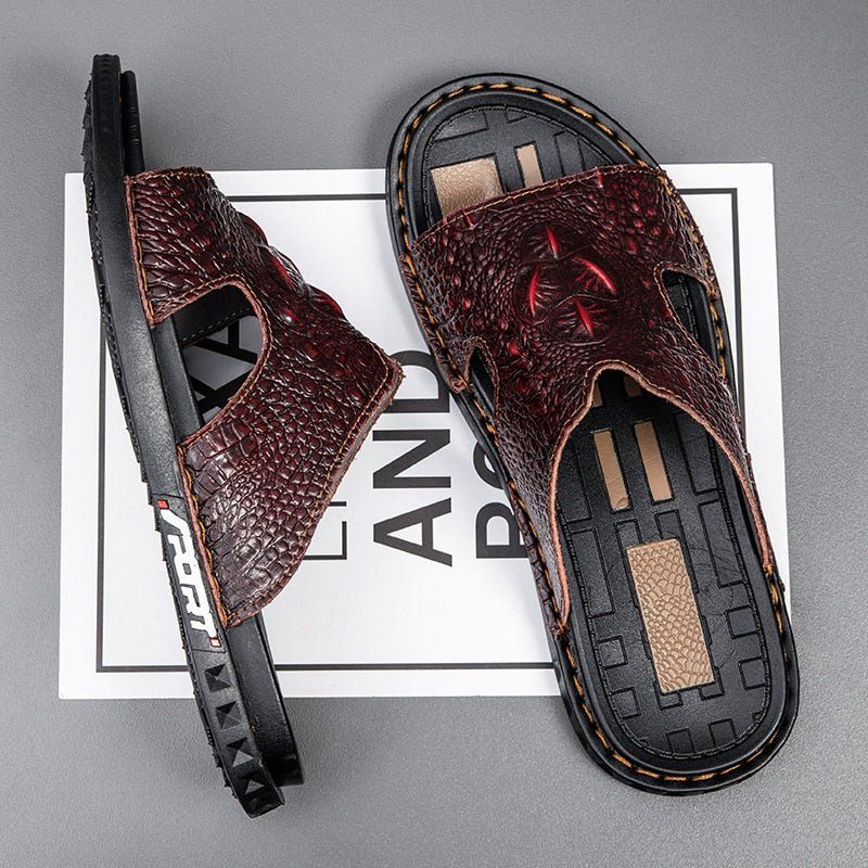 Męskie Buty Codzienne Luxecroco Summer Chic Slip On Slides - Czerwony
