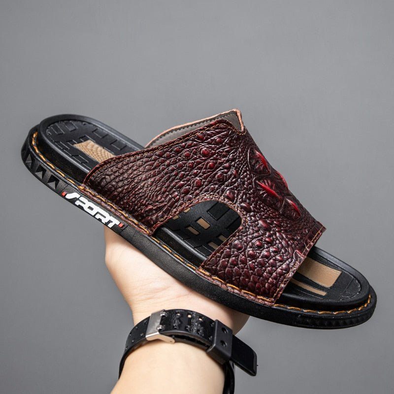 Męskie Buty Codzienne Luxecroco Summer Chic Slip On Slides - Czerwony