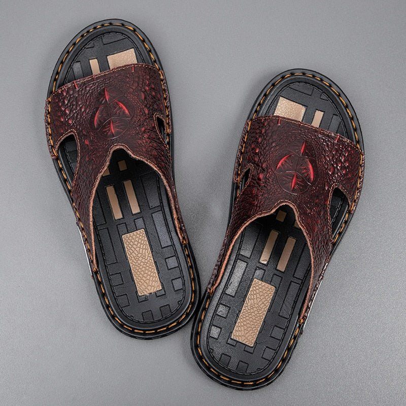 Męskie Buty Codzienne Luxecroco Summer Chic Slip On Slides - Czerwony