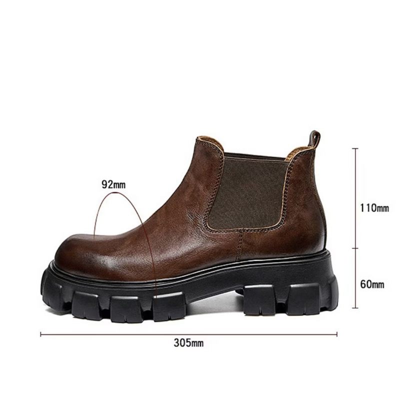 Męskie Buty Eleganckie Krótkie Martin Ze Skóry Bydlęcej W Stylu Vintage - Czarny