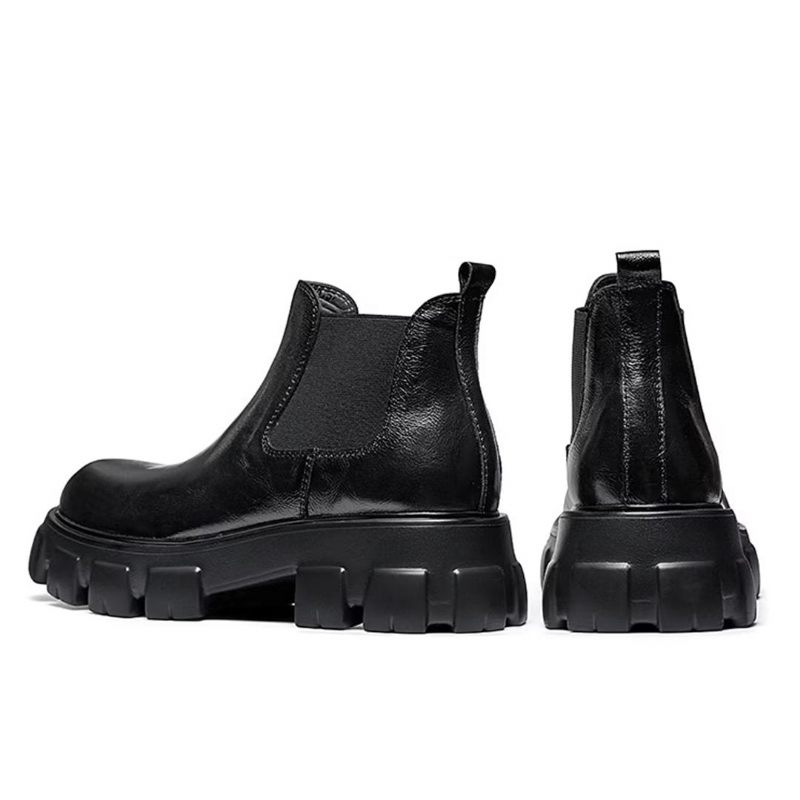 Męskie Buty Eleganckie Krótkie Martin Ze Skóry Bydlęcej W Stylu Vintage - Czarny