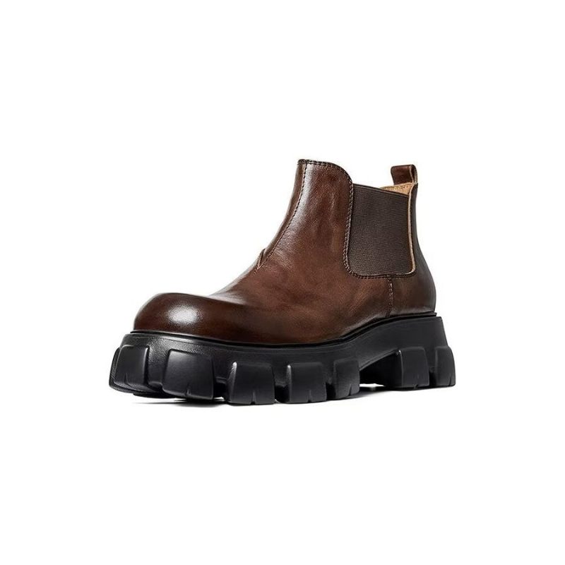 Męskie Buty Eleganckie Krótkie Martin Ze Skóry Bydlęcej W Stylu Vintage - Brązowy