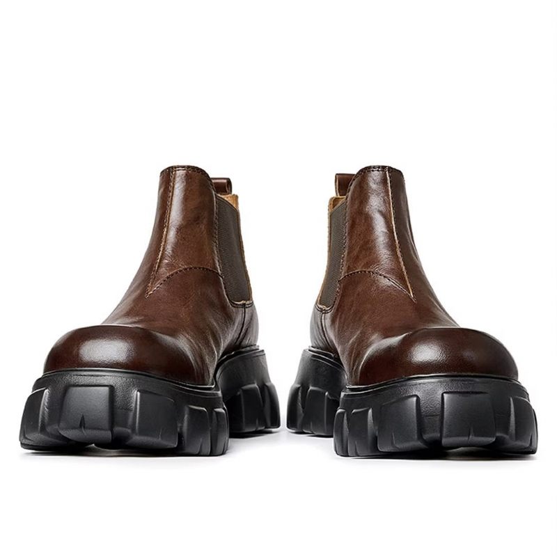 Męskie Buty Eleganckie Krótkie Martin Ze Skóry Bydlęcej W Stylu Vintage - Brązowy