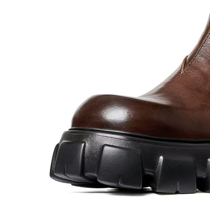 Męskie Buty Eleganckie Krótkie Martin Ze Skóry Bydlęcej W Stylu Vintage - Brązowy