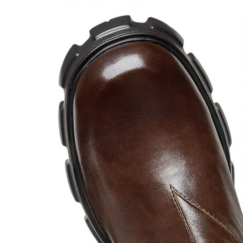 Męskie Buty Eleganckie Krótkie Martin Ze Skóry Bydlęcej W Stylu Vintage - Brązowy