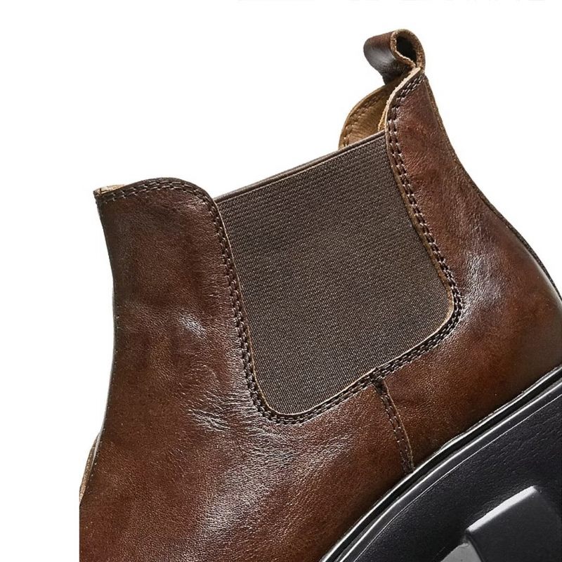 Męskie Buty Eleganckie Krótkie Martin Ze Skóry Bydlęcej W Stylu Vintage - Brązowy