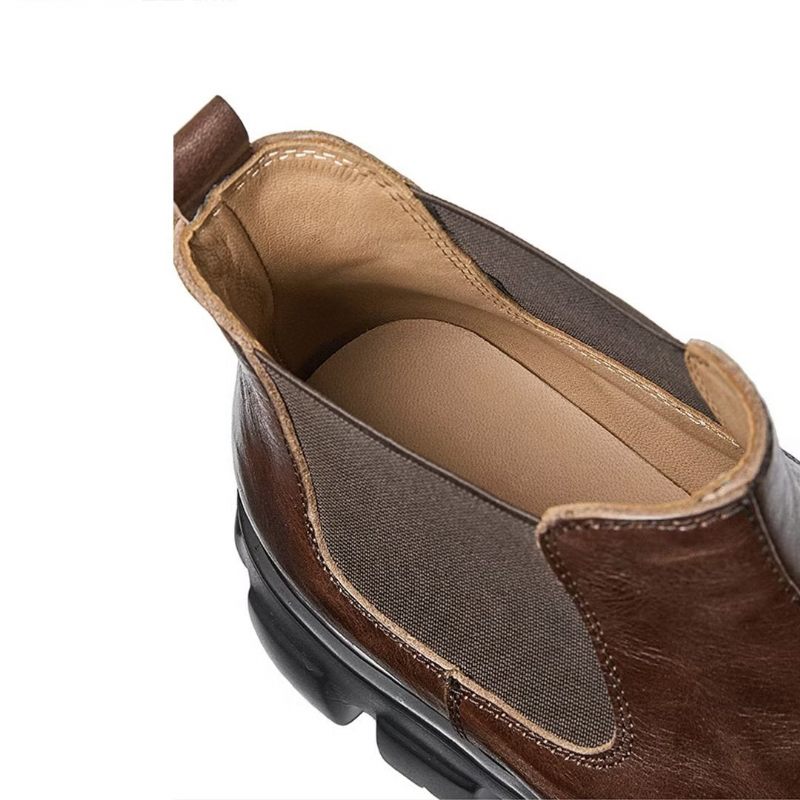 Męskie Buty Eleganckie Krótkie Martin Ze Skóry Bydlęcej W Stylu Vintage - Brązowy
