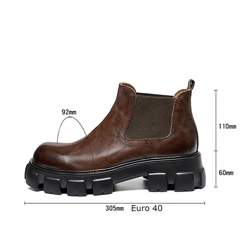 Męskie Buty Eleganckie Krótkie Martin Ze Skóry Bydlęcej W Stylu Vintage - Brązowy