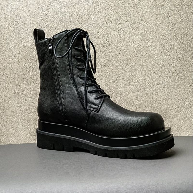 Męskie Buty Eleganckie Sznurowane Brytyjskie Krótkie - Czarny