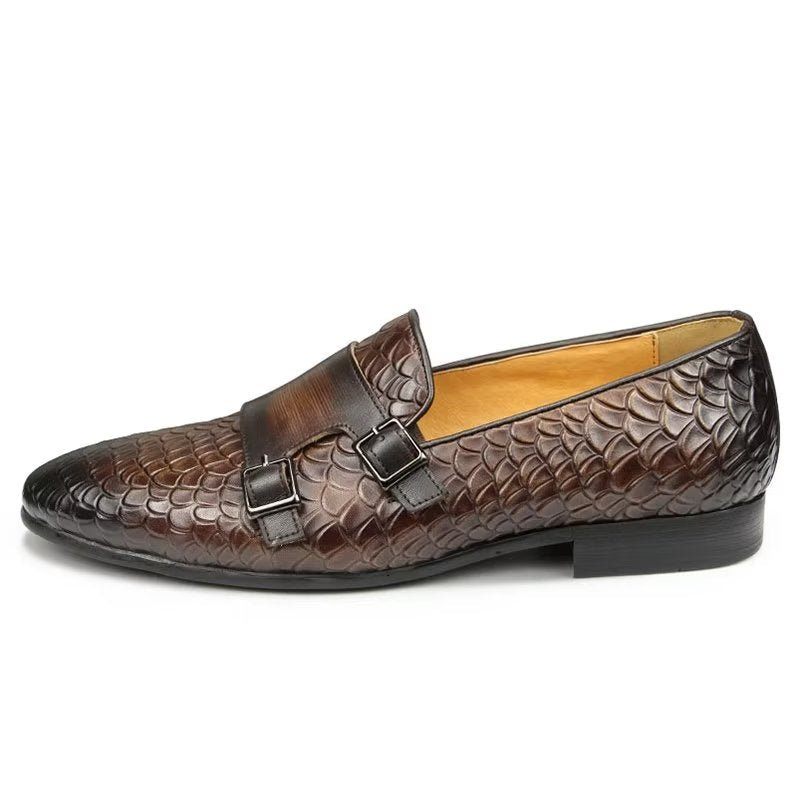 Męskie Buty Na Co Dzień Croc Pattern Eleganckie Mokasyny Wsuwane - Kawa