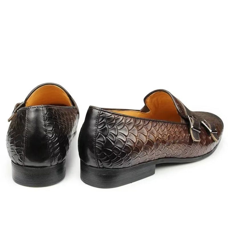 Męskie Buty Na Co Dzień Croc Pattern Eleganckie Mokasyny Wsuwane - Kawa