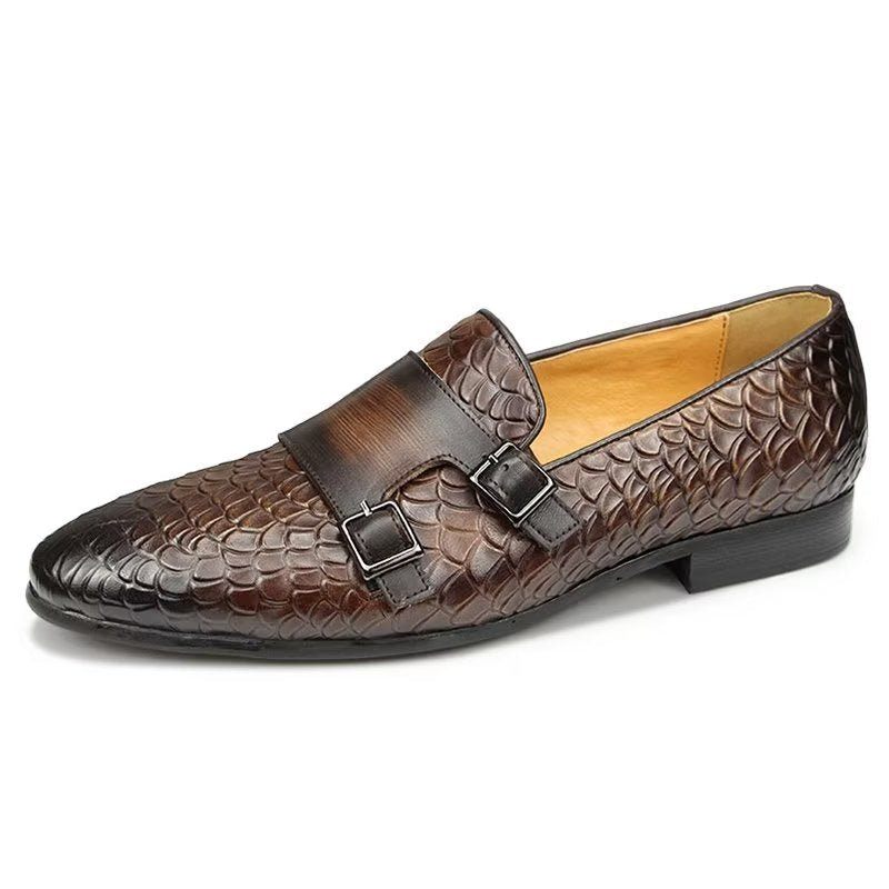 Męskie Buty Na Co Dzień Croc Pattern Eleganckie Mokasyny Wsuwane - Kawa