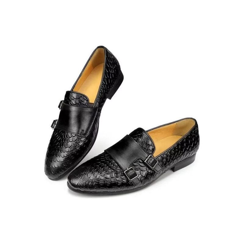Męskie Buty Na Co Dzień Croc Pattern Eleganckie Mokasyny Wsuwane - Czarna