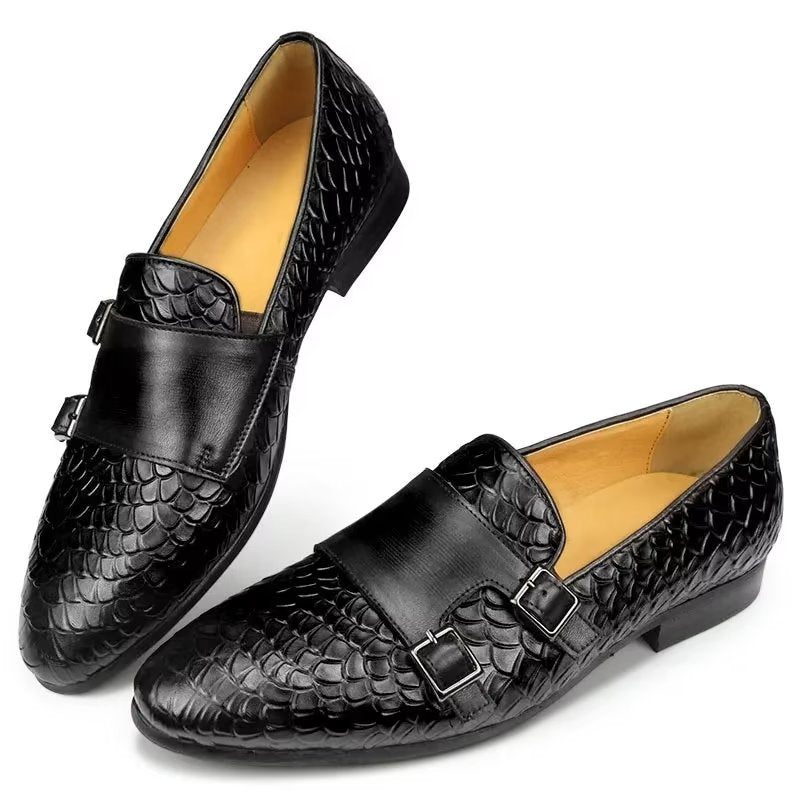 Męskie Buty Na Co Dzień Croc Pattern Eleganckie Mokasyny Wsuwane - Czarna