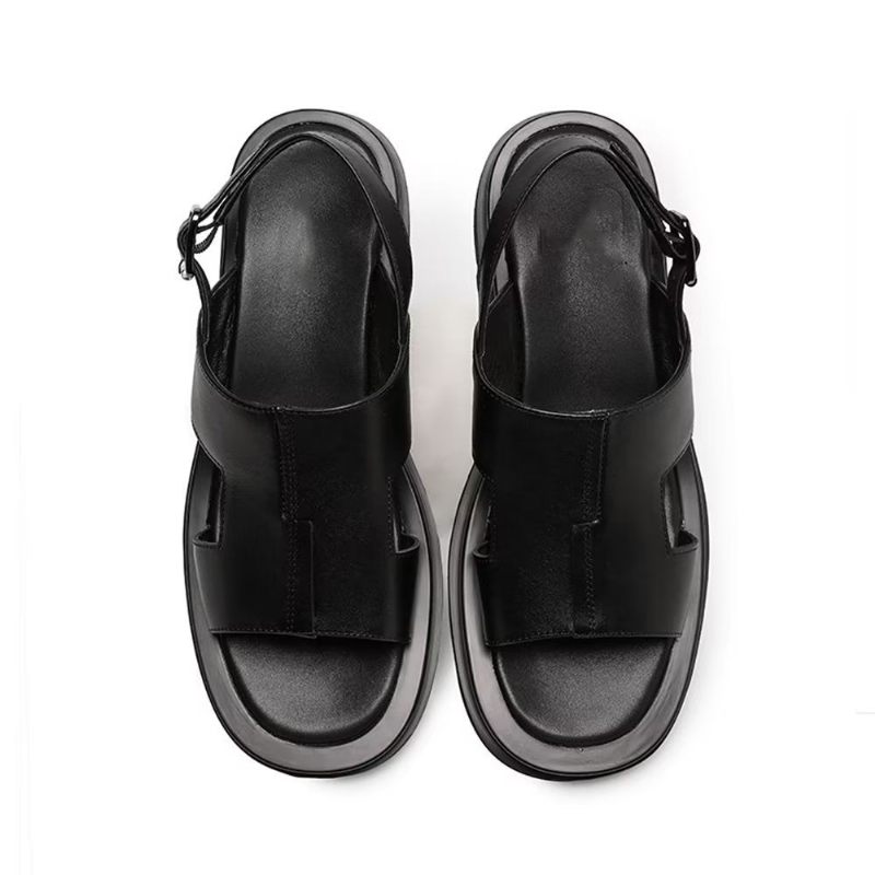 Męskie Buty Na Co Dzień Eleganckie Sandały Platformie - Czarny