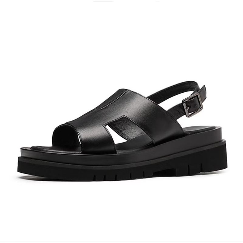 Męskie Buty Na Co Dzień Eleganckie Sandały Platformie - Czarny