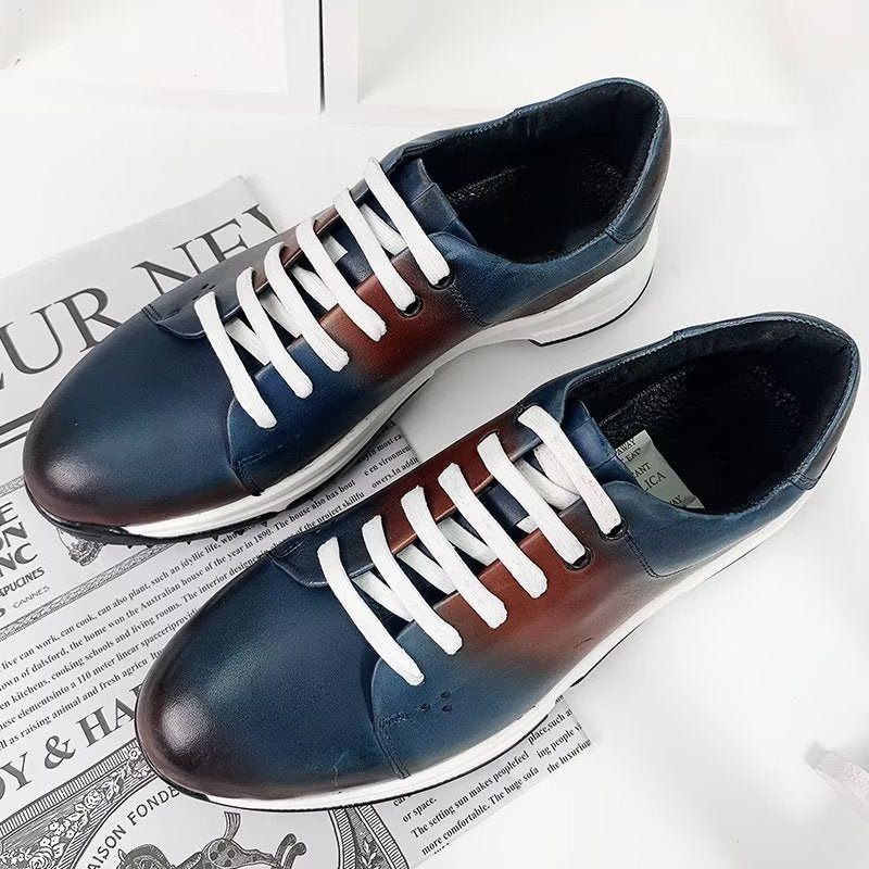 Męskie Buty Na Co Dzień Eleganckie Skórzane Sznurowane Typu Oxford - Niebieska