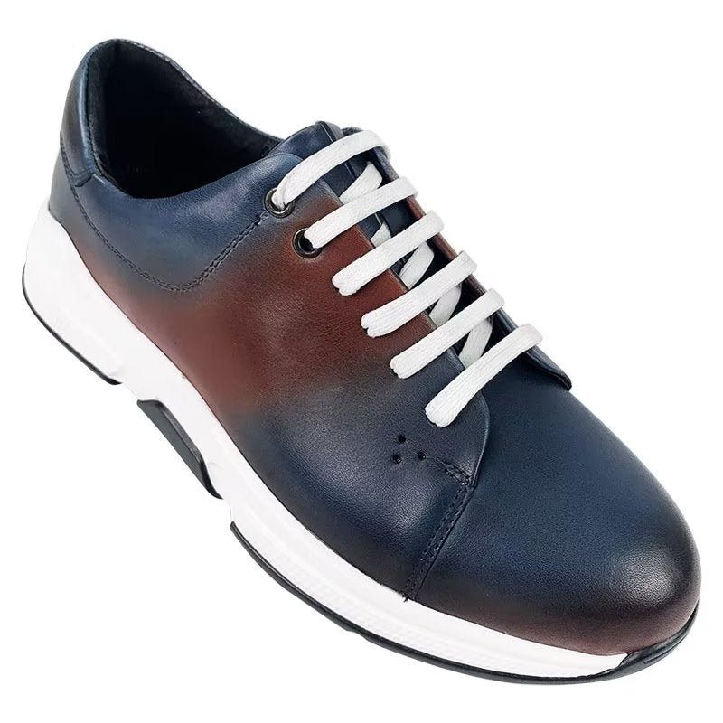 Męskie Buty Na Co Dzień Eleganckie Skórzane Sznurowane Typu Oxford - Niebieska