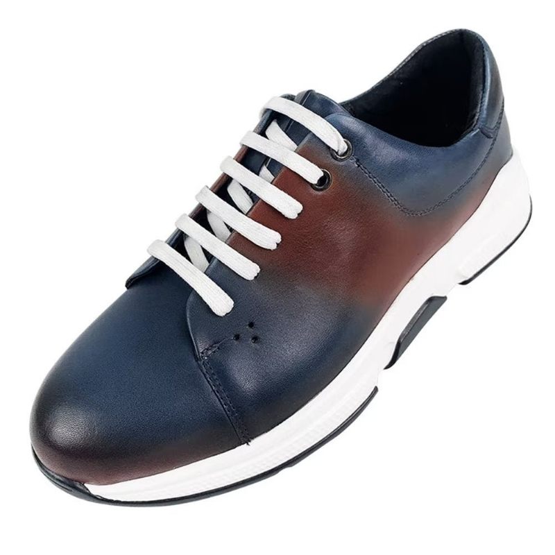 Męskie Buty Na Co Dzień Eleganckie Skórzane Sznurowane Typu Oxford - Niebieska