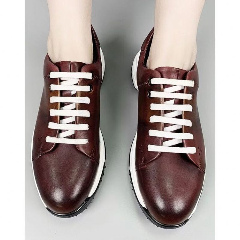 Męskie Buty Na Co Dzień Eleganckie Skórzane Sznurowane Typu Oxford - Kawa