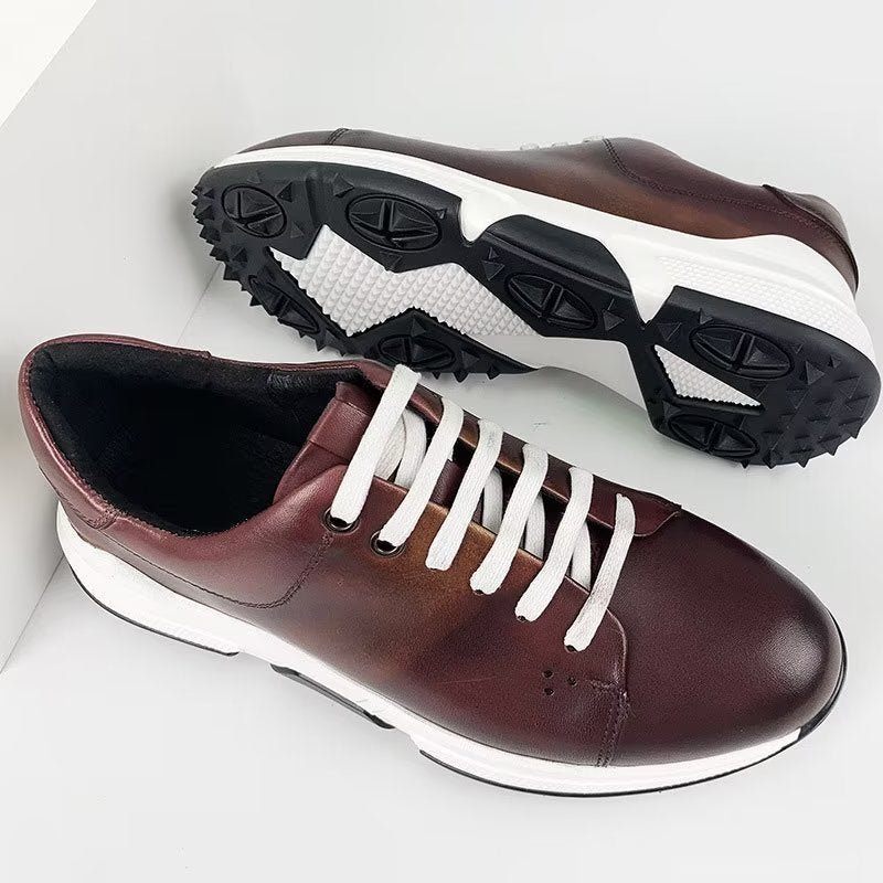 Męskie Buty Na Co Dzień Eleganckie Skórzane Sznurowane Typu Oxford - Kawa