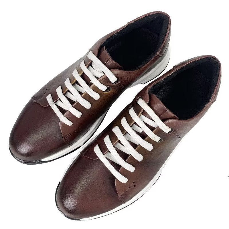 Męskie Buty Na Co Dzień Eleganckie Skórzane Sznurowane Typu Oxford - Kawa