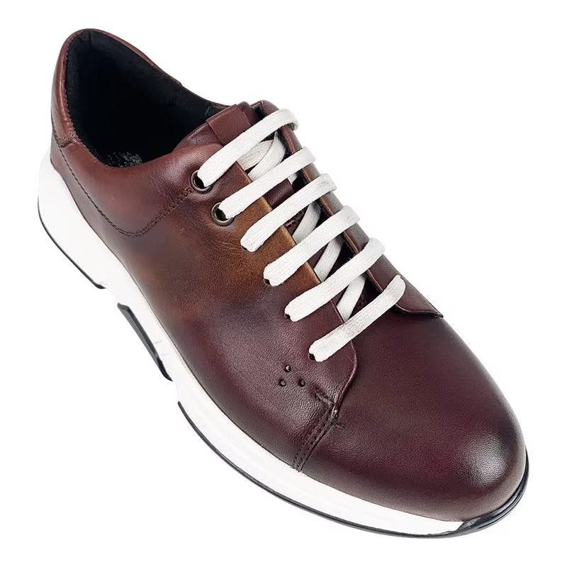 Męskie Buty Na Co Dzień Eleganckie Skórzane Sznurowane Typu Oxford - Kawa