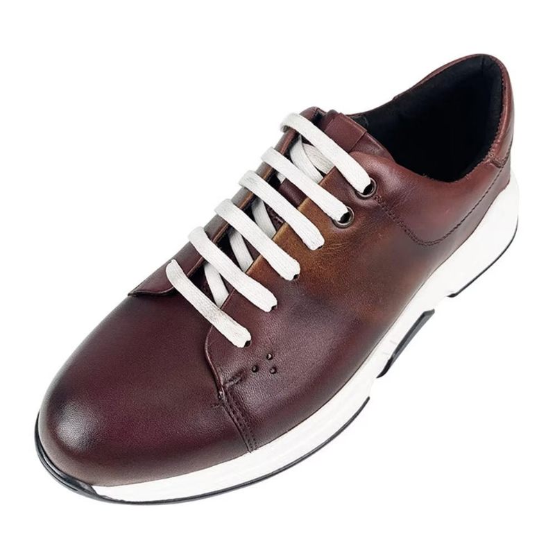 Męskie Buty Na Co Dzień Eleganckie Skórzane Sznurowane Typu Oxford - Kawa