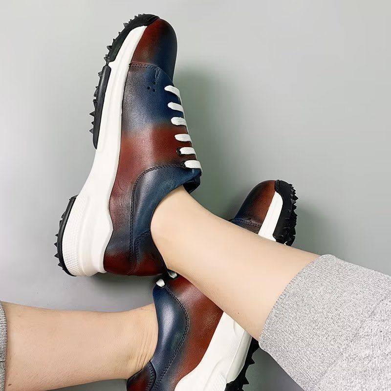 Męskie Buty Na Co Dzień Eleganckie Skórzane Sznurowane Typu Oxford - Niebieska