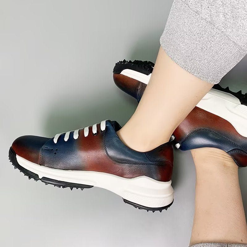 Męskie Buty Na Co Dzień Eleganckie Skórzane Sznurowane Typu Oxford - Niebieska
